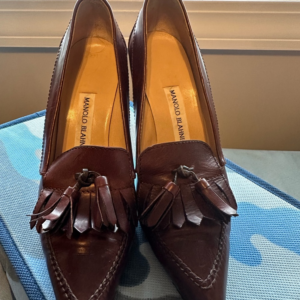 Manolo Blahnik Brown Leather Women's Shoes